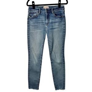 Driftwood Jackie High Rise Jeans Skinny Raw Hem Stretch Denim Pants Blue 27